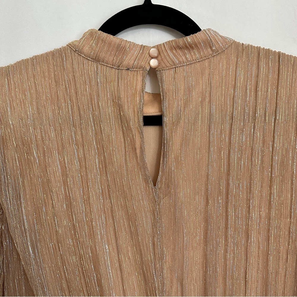 Eloquii Rose Gold Shimmer Pleated Midi Dress Size 14 Holiday Wedding Guest - Picture 15 of 16